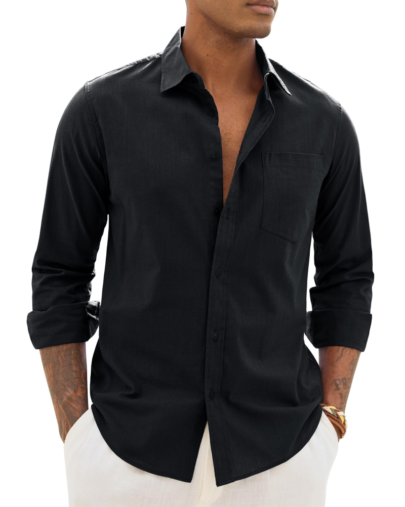 Loretta | Men's Button Front Long Sleeve Collared Shirt