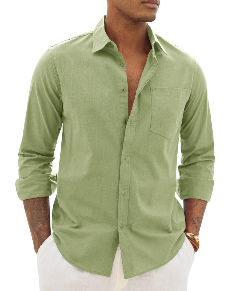 Loretta | Men's Button Front Long Sleeve Collared Shirt