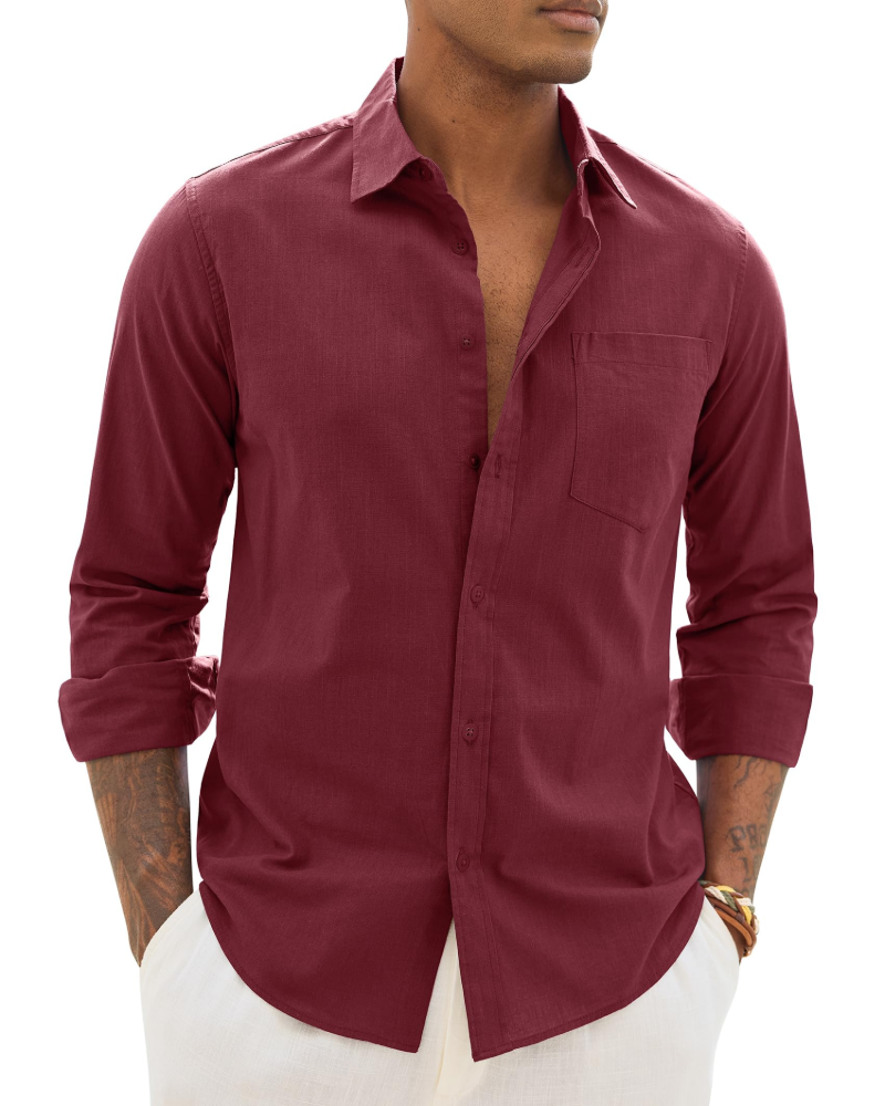 Loretta | Men's Button Front Long Sleeve Collared Shirt