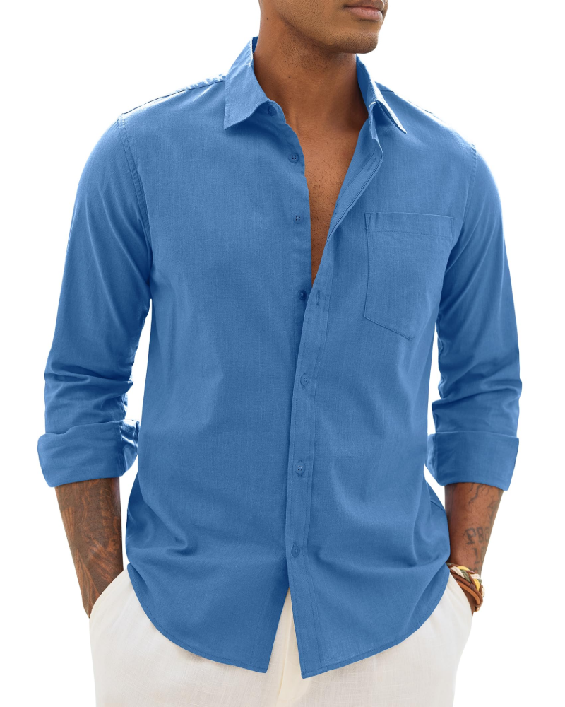 Loretta | Men's Button Front Long Sleeve Collared Shirt