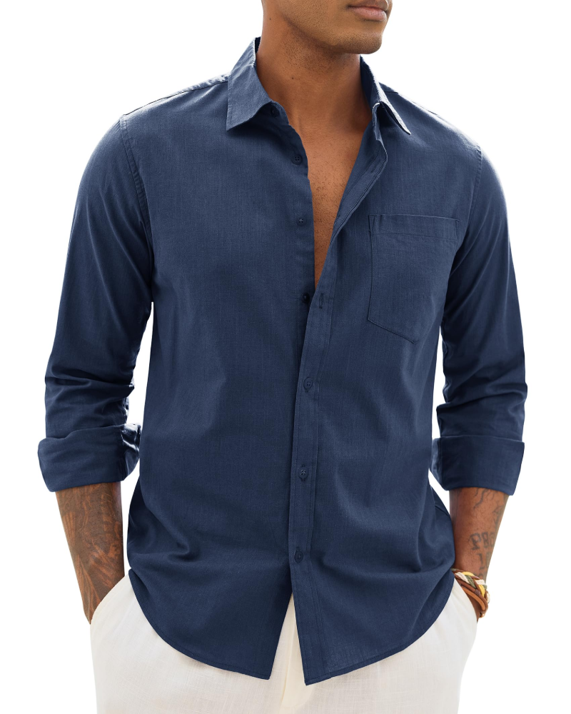 Loretta | Men's Button Front Long Sleeve Collared Shirt