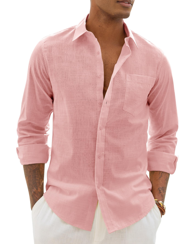 Loretta | Men's Button Front Long Sleeve Collared Shirt