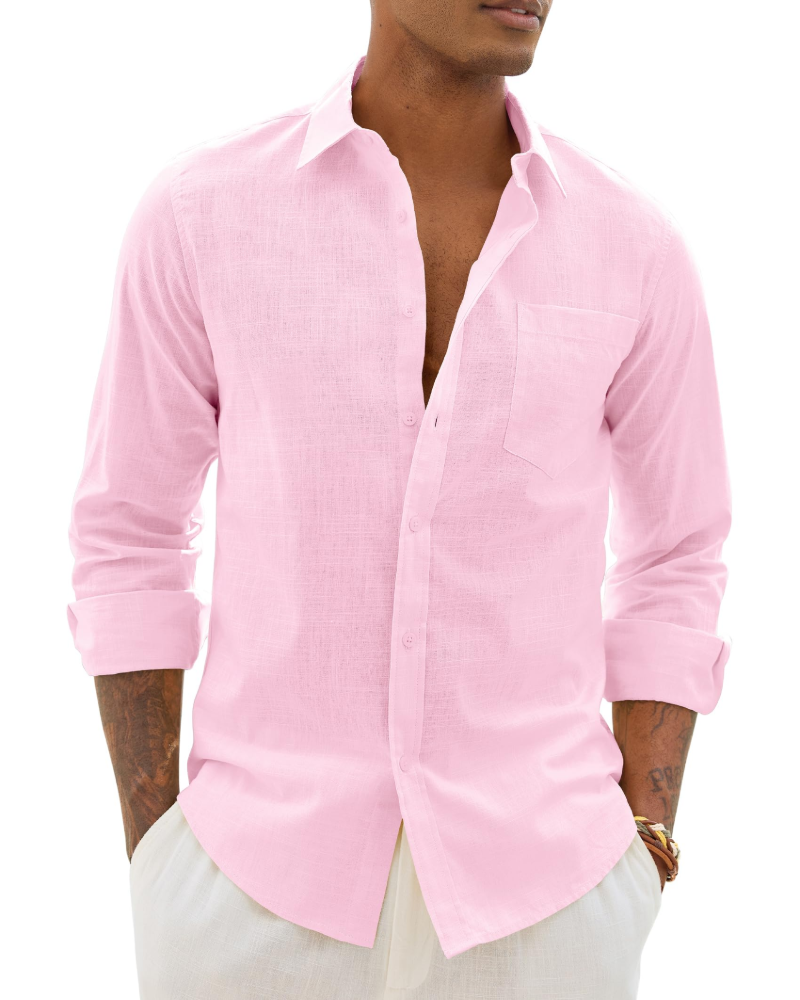 Loretta | Men's Button Front Long Sleeve Collared Shirt