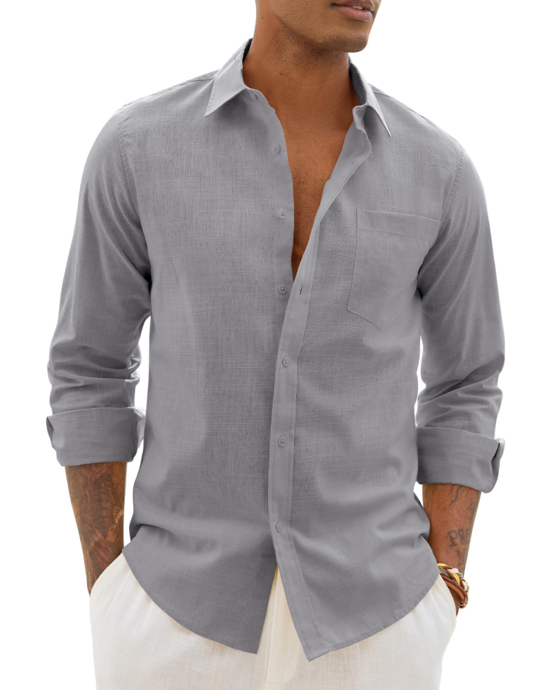 Loretta | Men's Button Front Long Sleeve Collared Shirt