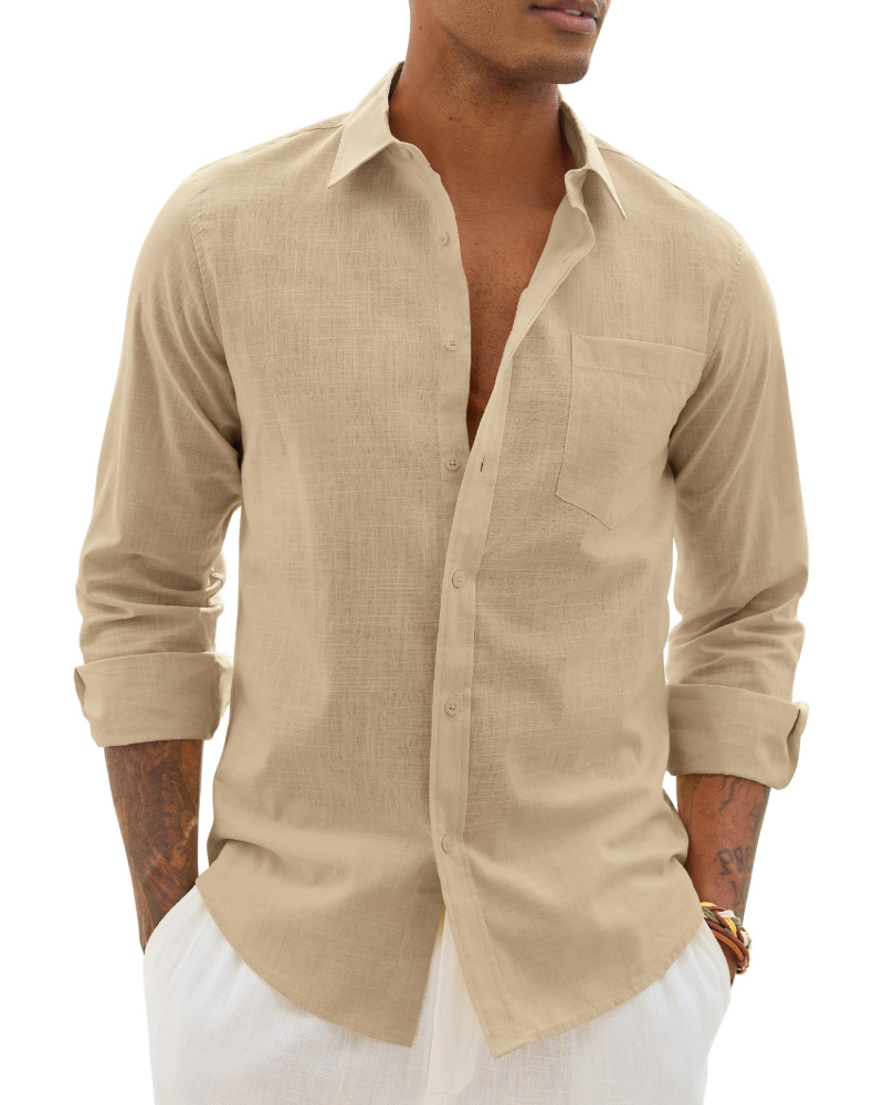 Loretta | Men's Button Front Long Sleeve Collared Shirt