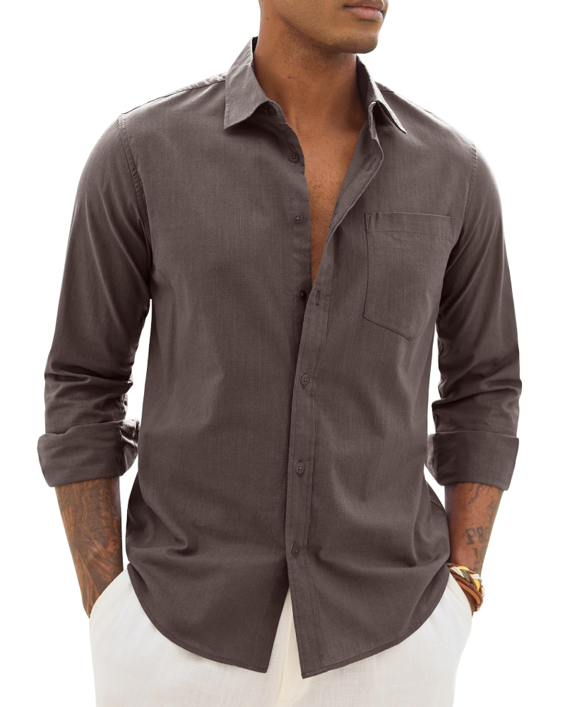 Loretta | Men's Button Front Long Sleeve Collared Shirt