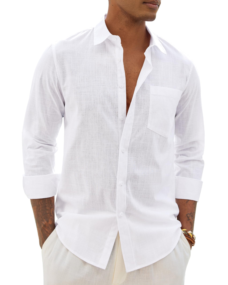 Loretta | Men's Button Front Long Sleeve Collared Shirt
