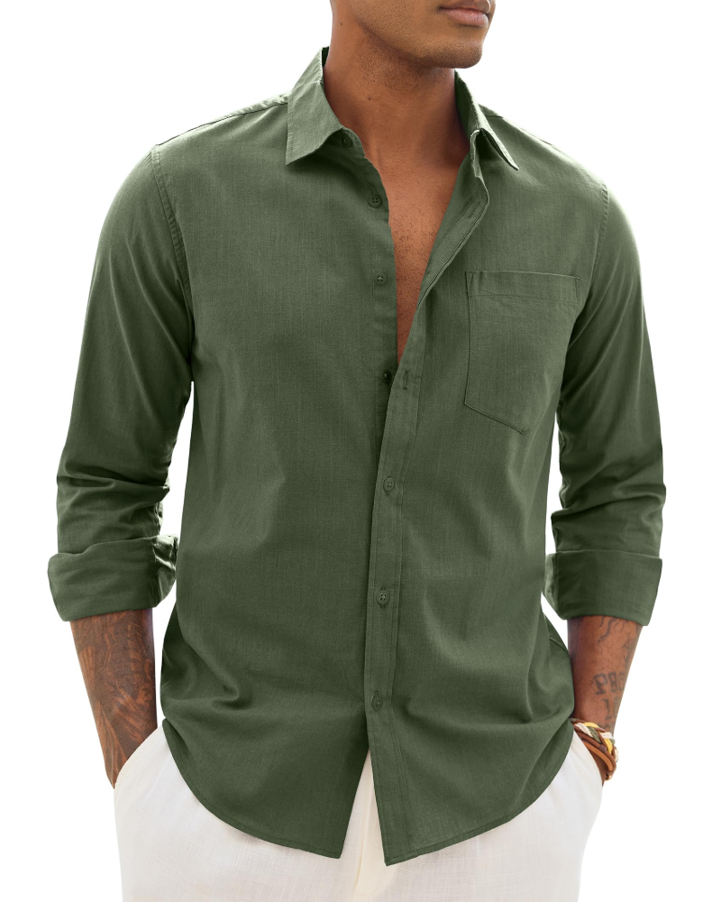 Loretta | Men's Button Front Long Sleeve Collared Shirt