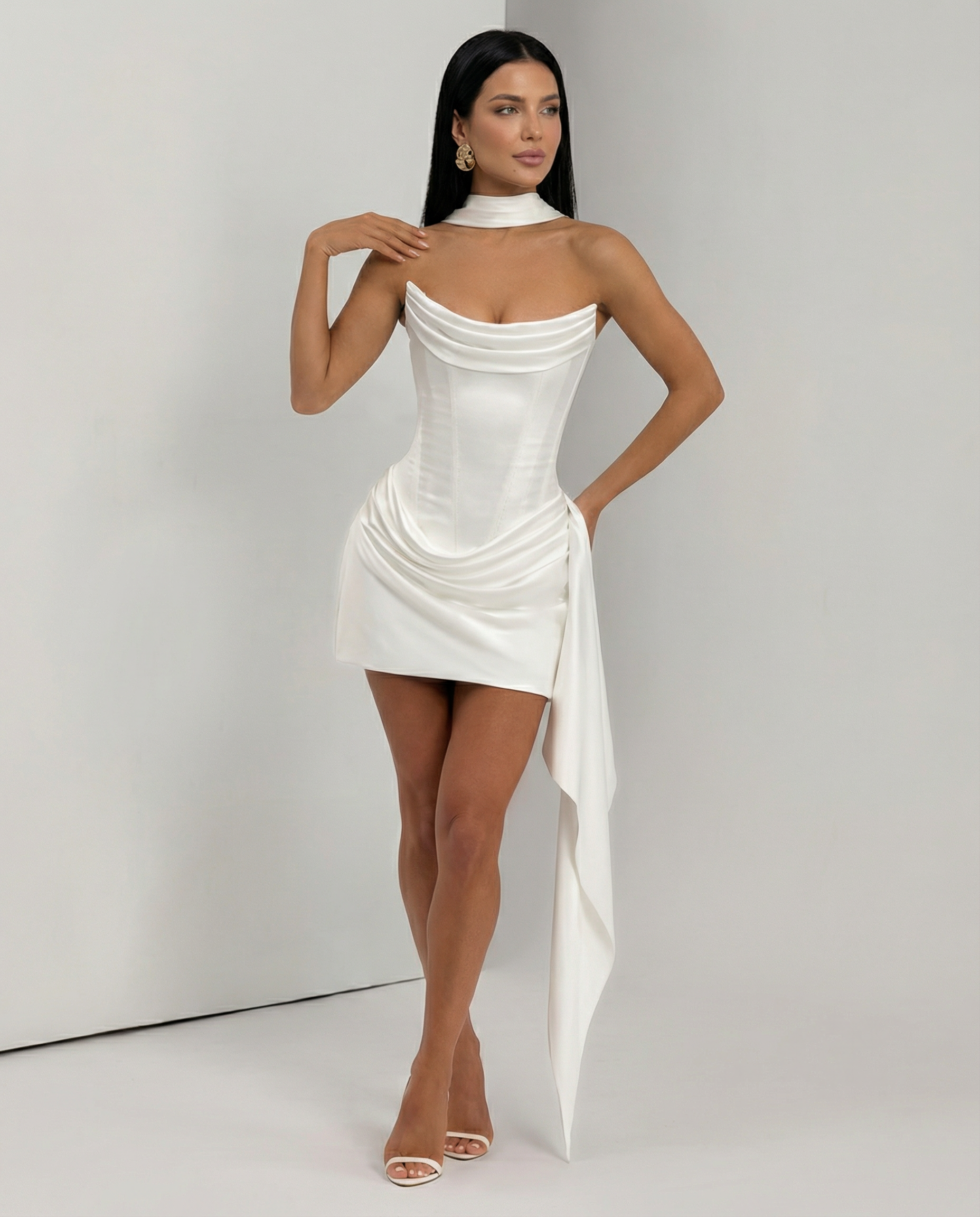 Lorraine | Women's Draped Sleeveless Corset Mini Dress