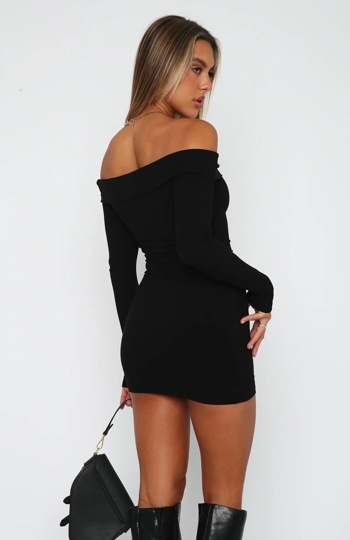 Louise | Women's Off Shoulder Long Sleeve Fitted Mini Dress