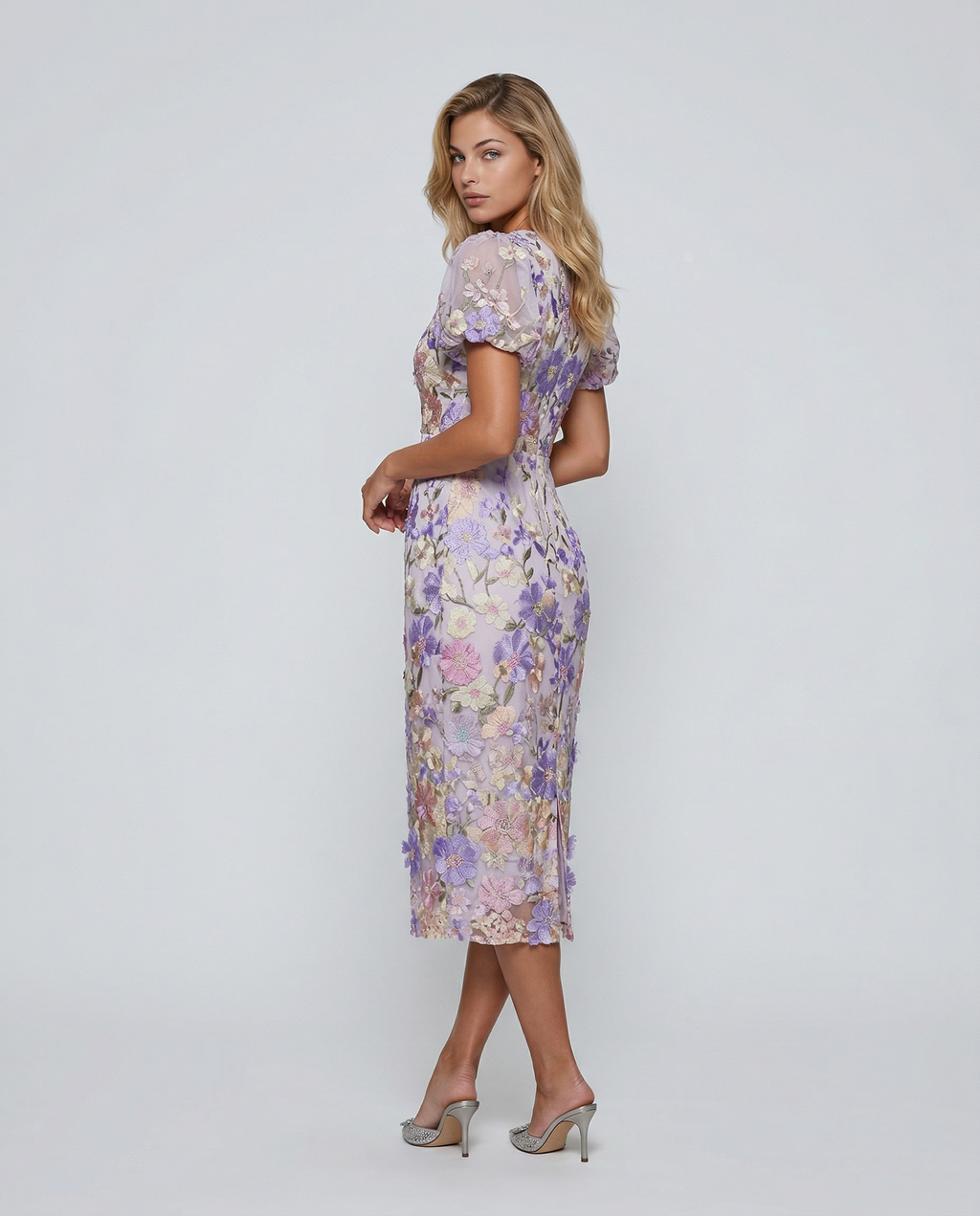 Lucinda | Women's V Neck Floral Wedding Guest Midi Dress