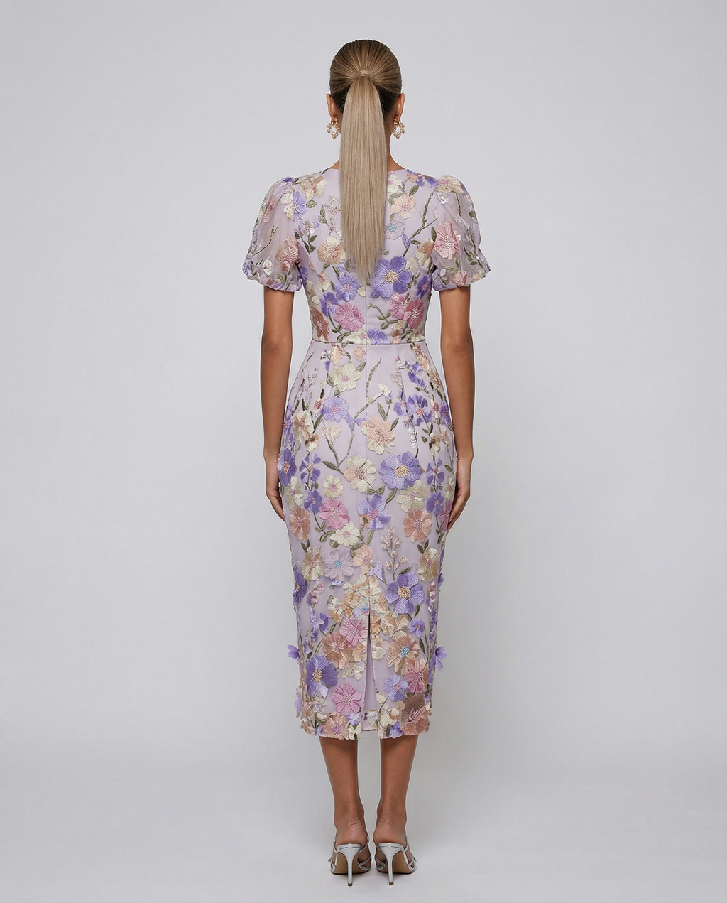 Lucinda | Women's V Neck Floral Wedding Guest Midi Dress