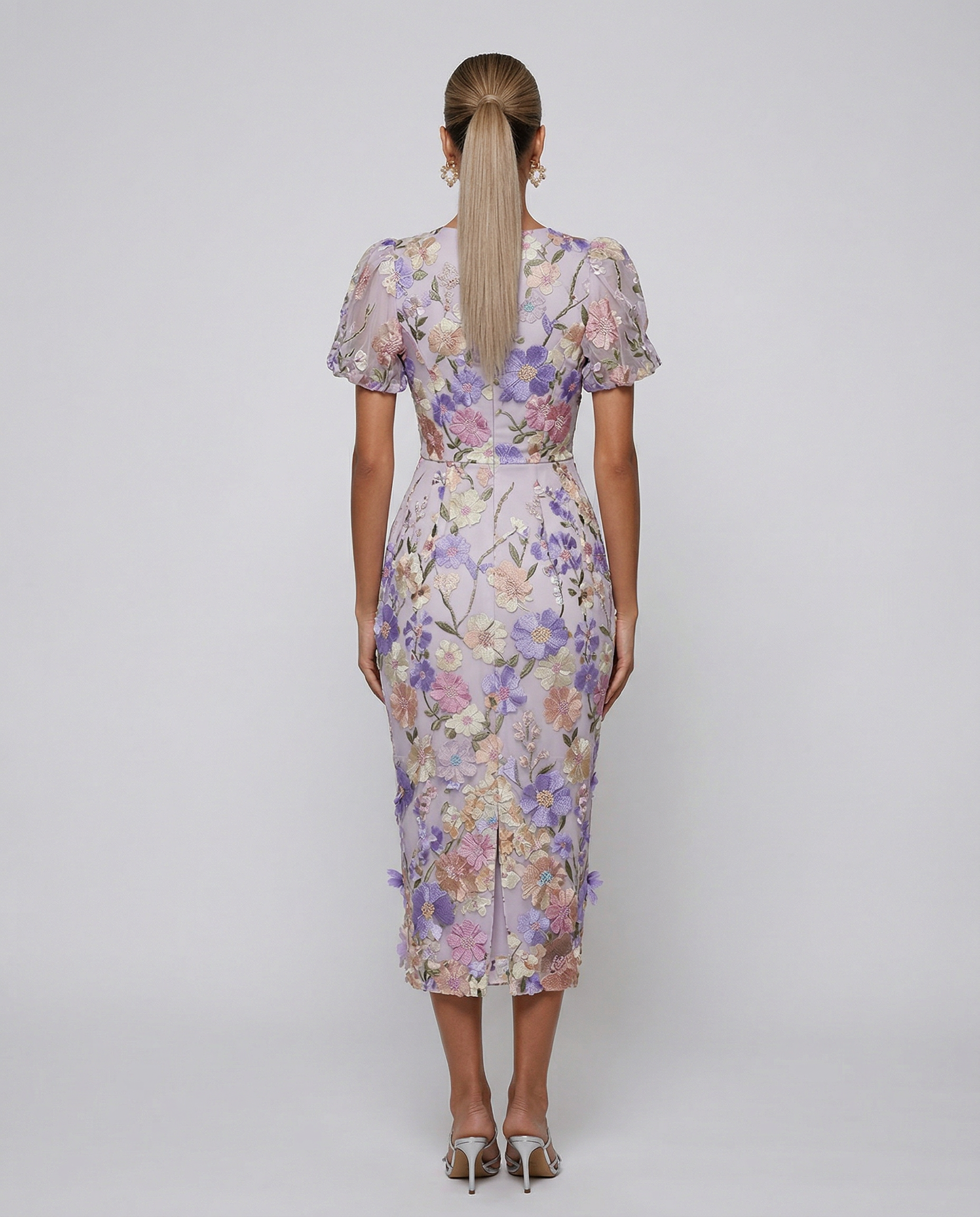 Lucinda | Women's V Neck Floral Wedding Guest Midi Dress