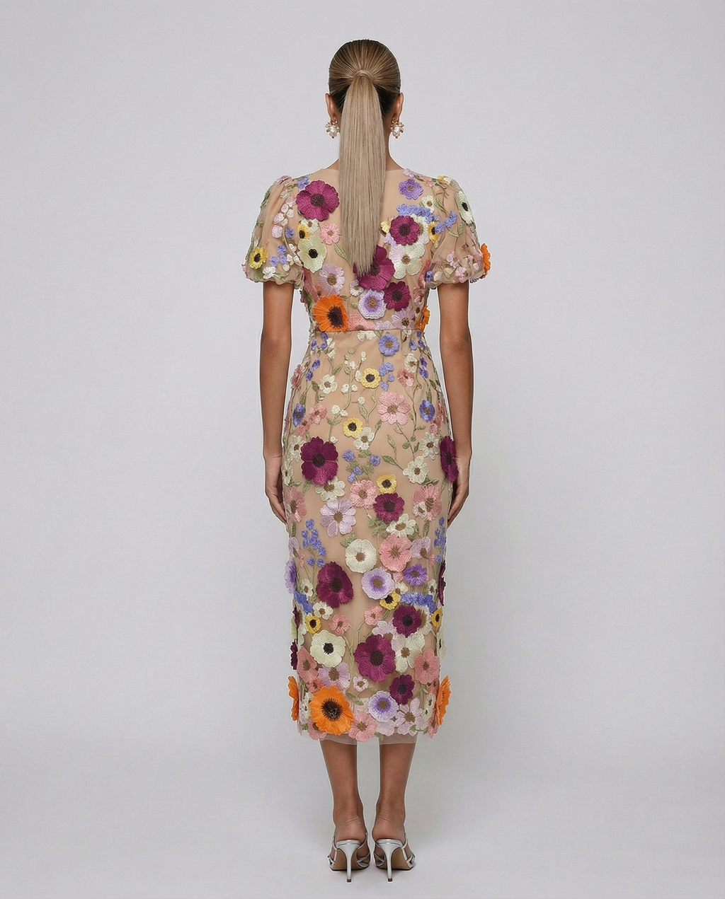 Lucinda | Women's V Neck Floral Wedding Guest Midi Dress