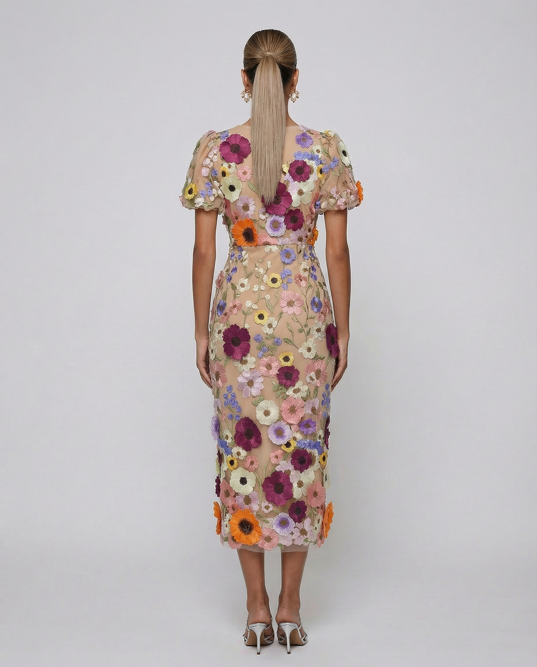 Lucinda | Women's V Neck Floral Wedding Guest Midi Dress