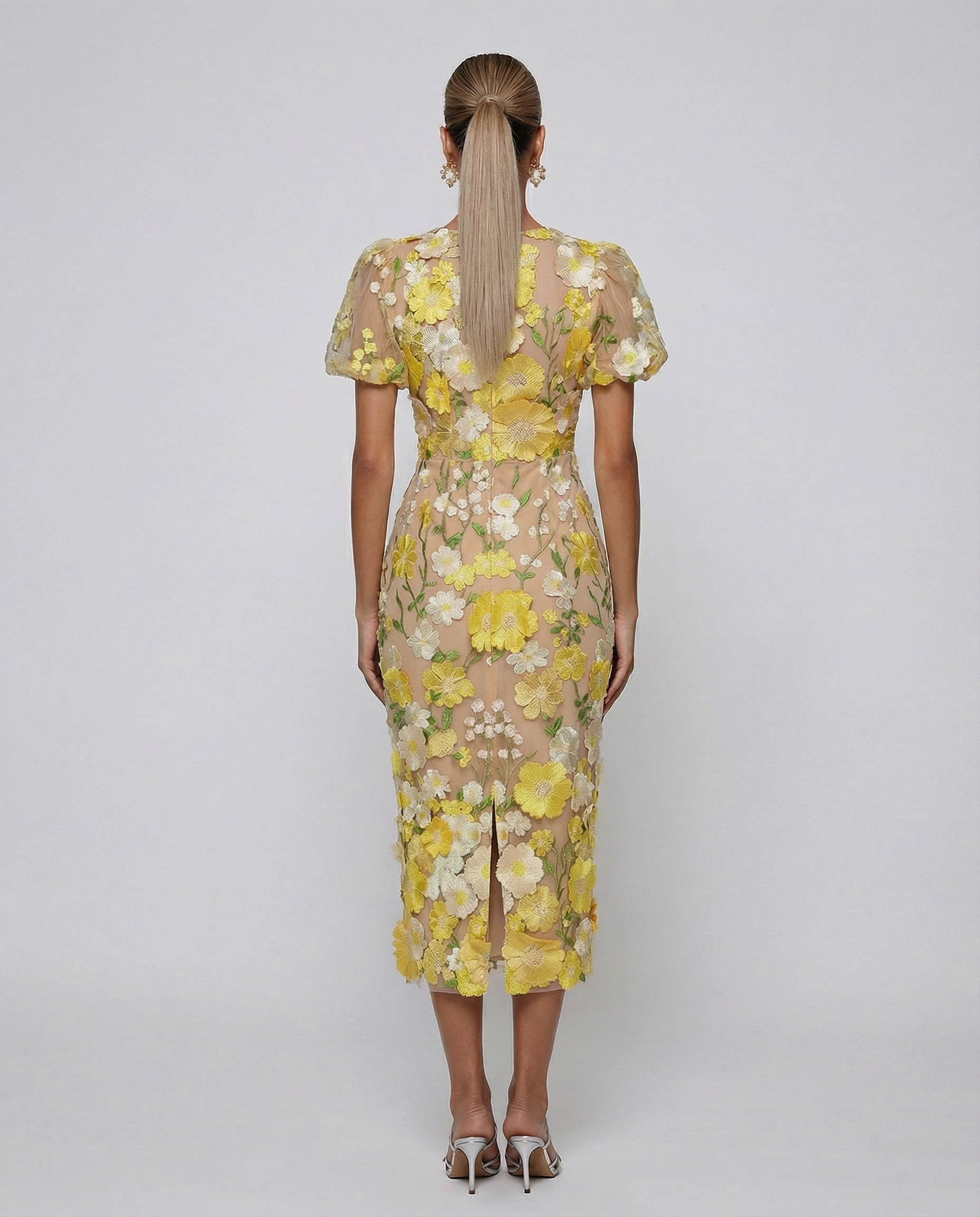Lucinda | Women's V Neck Floral Wedding Guest Midi Dress