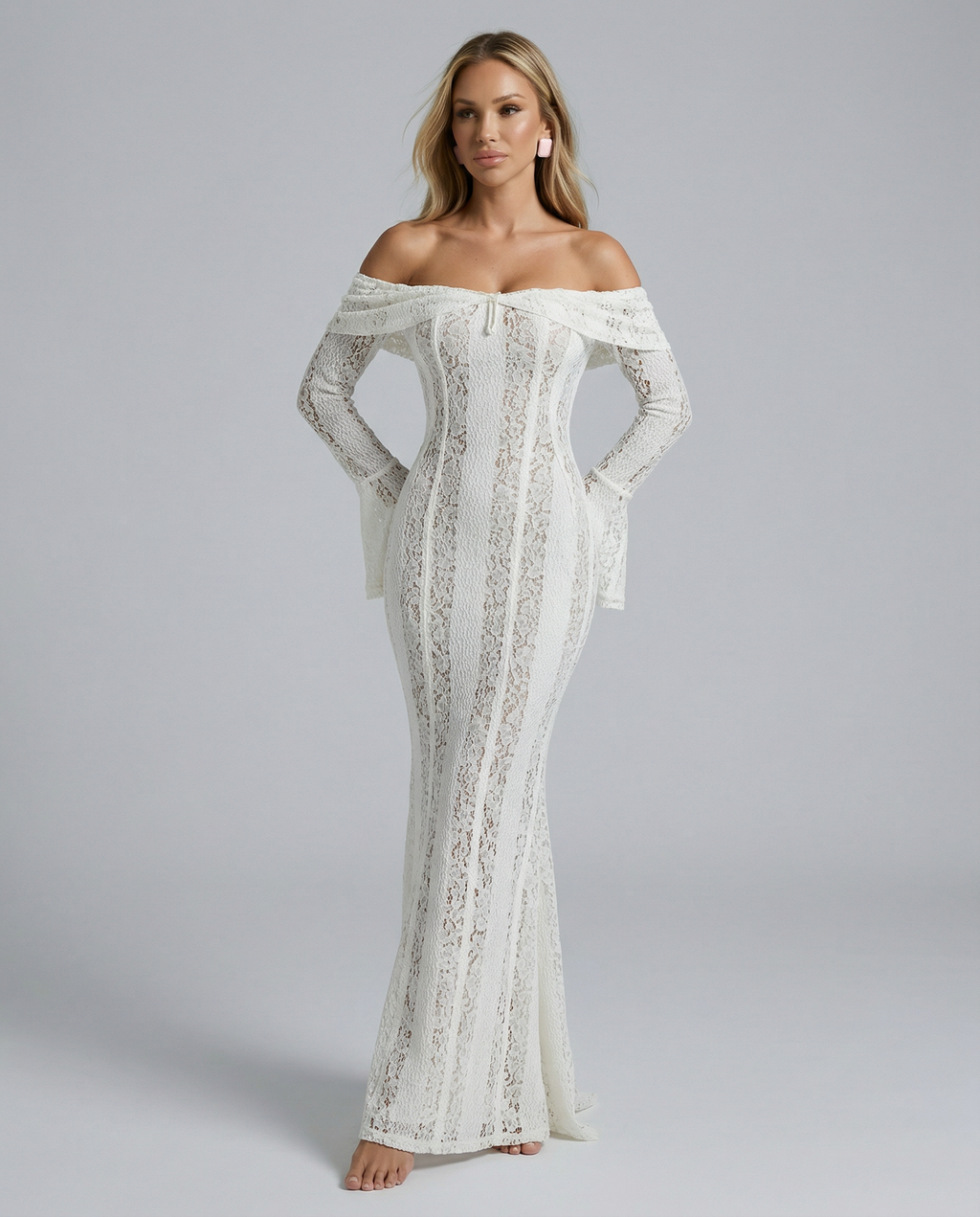 Luisa | Women's Off Shoulder Long Sleeve Wedding Guest Dress