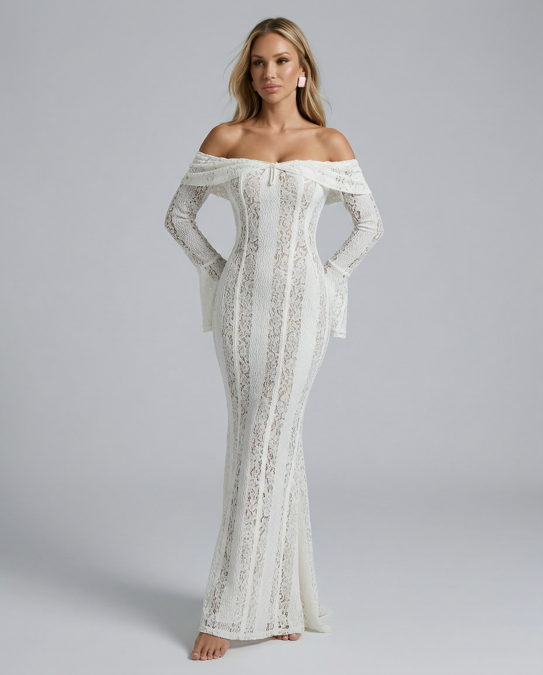 Luisa | Women's Off Shoulder Long Sleeve Wedding Guest Dress