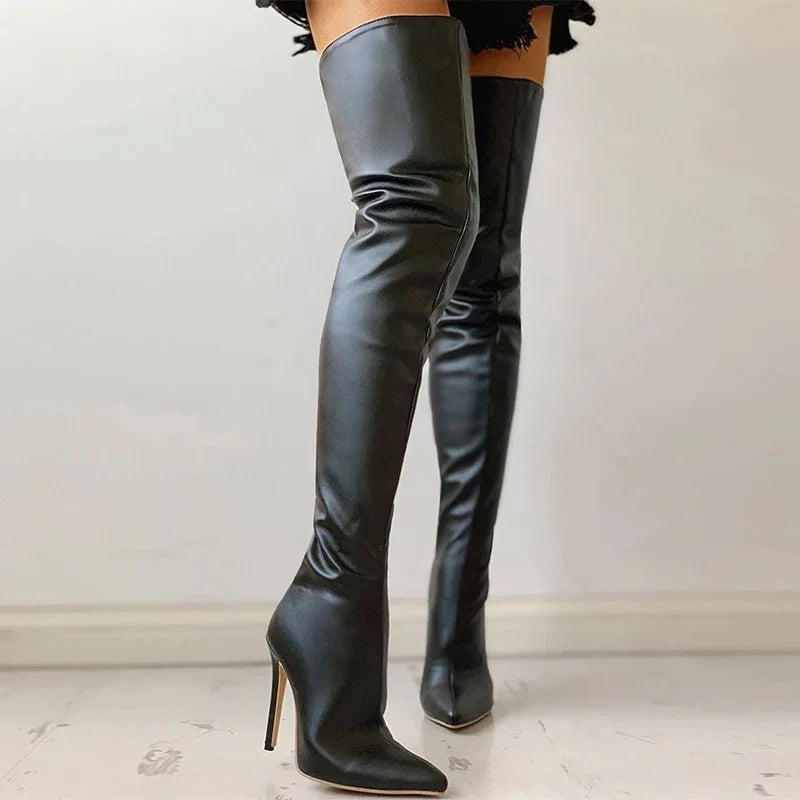 Luna | Women’s Pointed Toe Back Zip Knee Boots