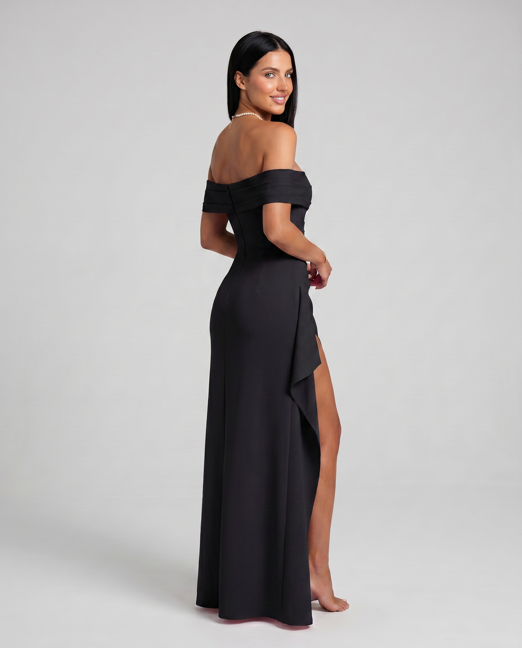 Lynne | Women's High Slit Bodycon Off Shoulder Maxi Dress