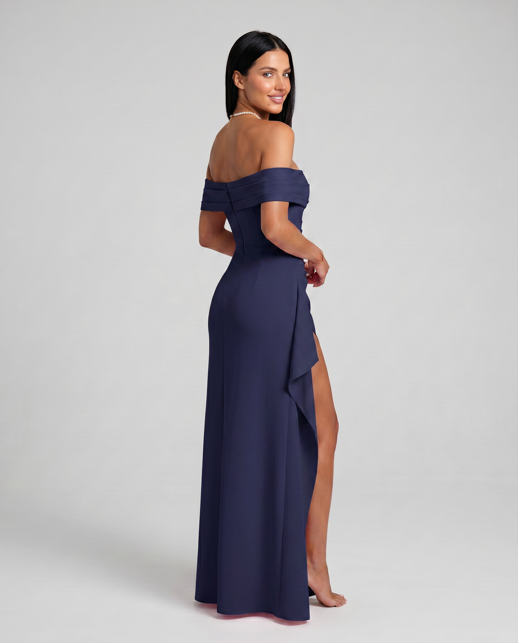 Lynne | Women's High Slit Bodycon Off Shoulder Maxi Dress
