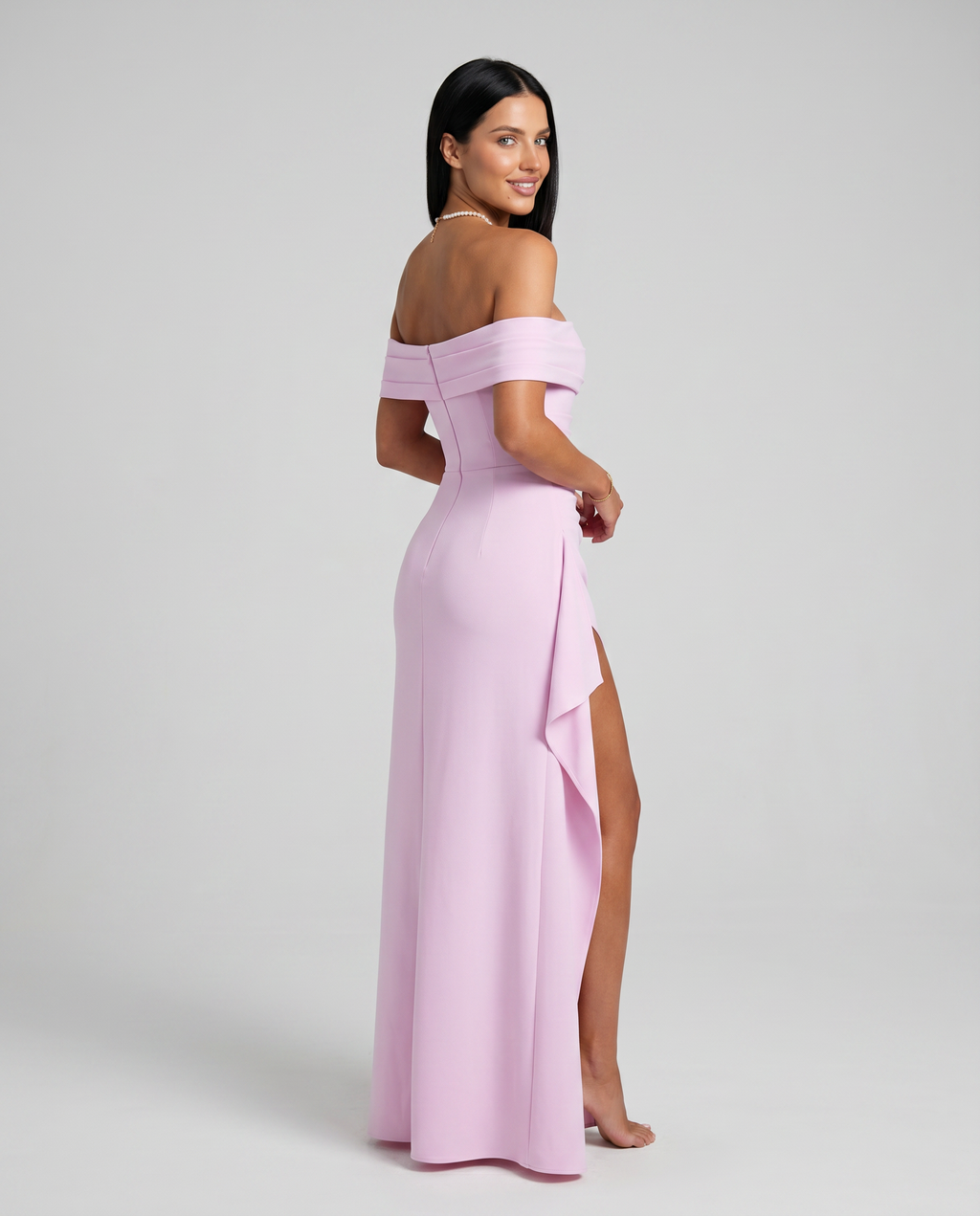 Lynne | Women's High Slit Bodycon Off Shoulder Maxi Dress