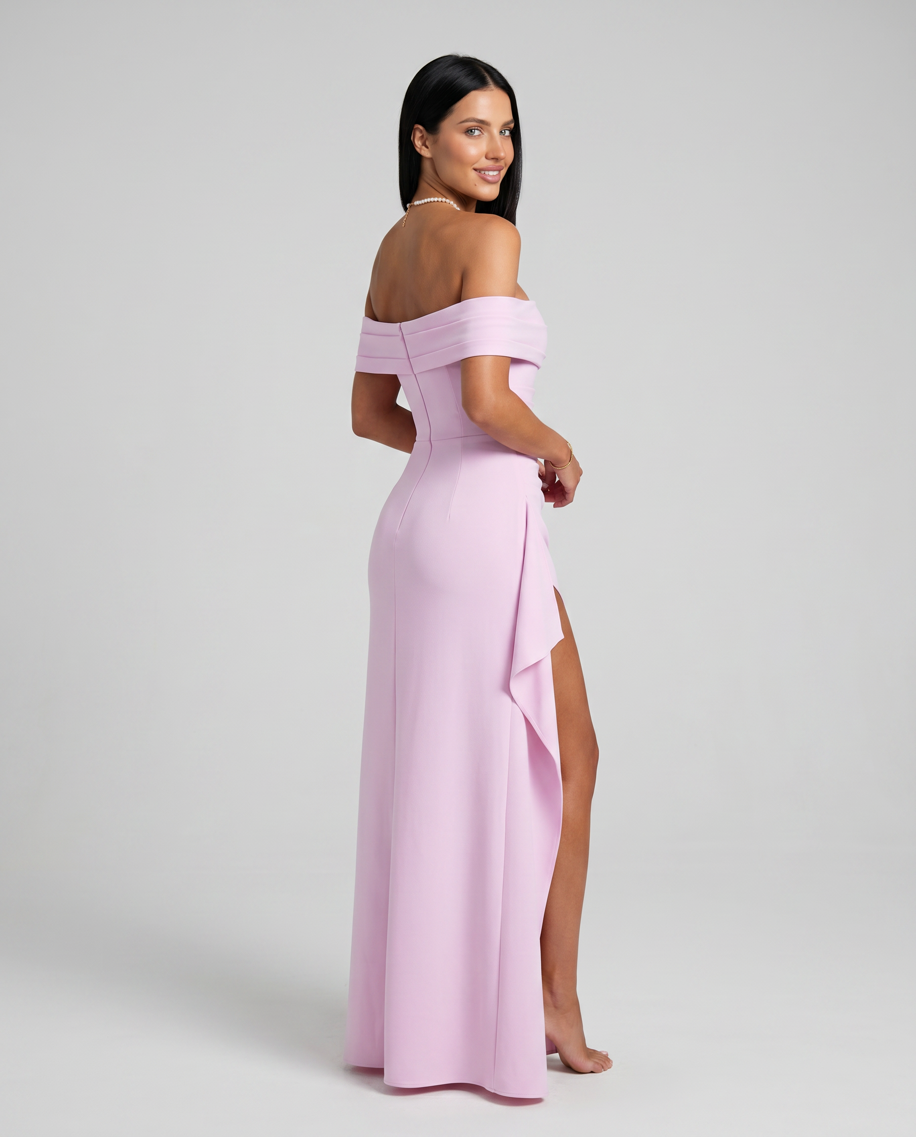 Lynne | Women's High Slit Bodycon Off Shoulder Maxi Dress