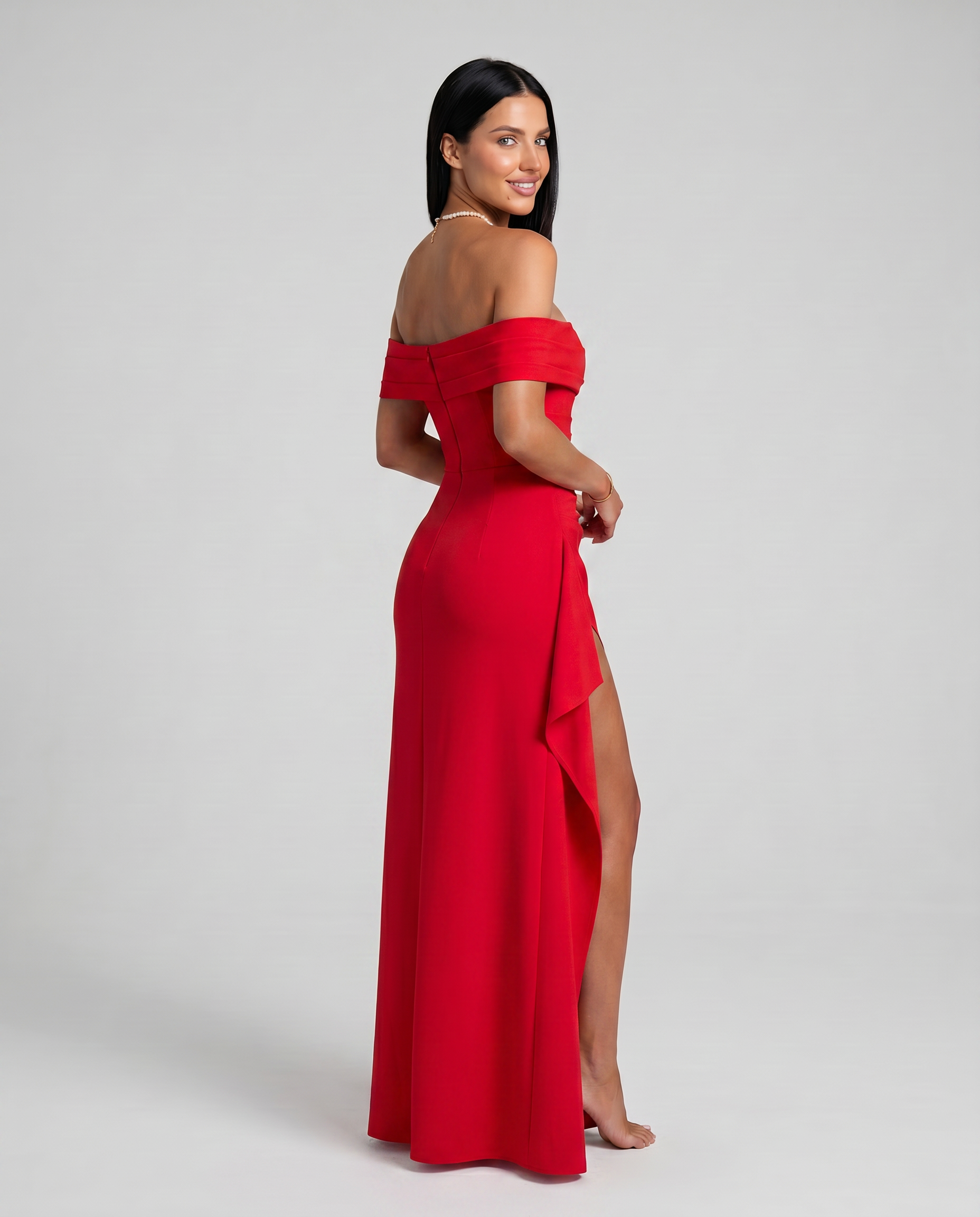 Lynne | Women's High Slit Bodycon Off Shoulder Maxi Dress