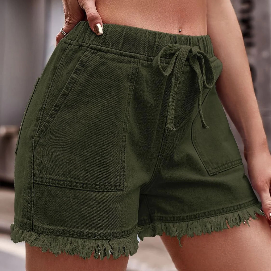 Beau | Women’s Waist Tie Drawstring High Rise Shorts