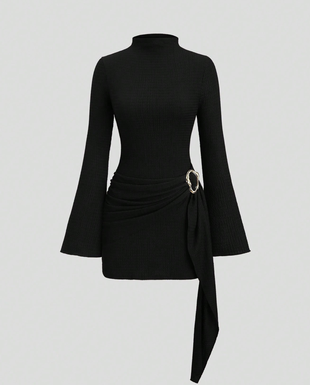 Mackenzie | Women's High Neck Long Sleeve Mini Dress
