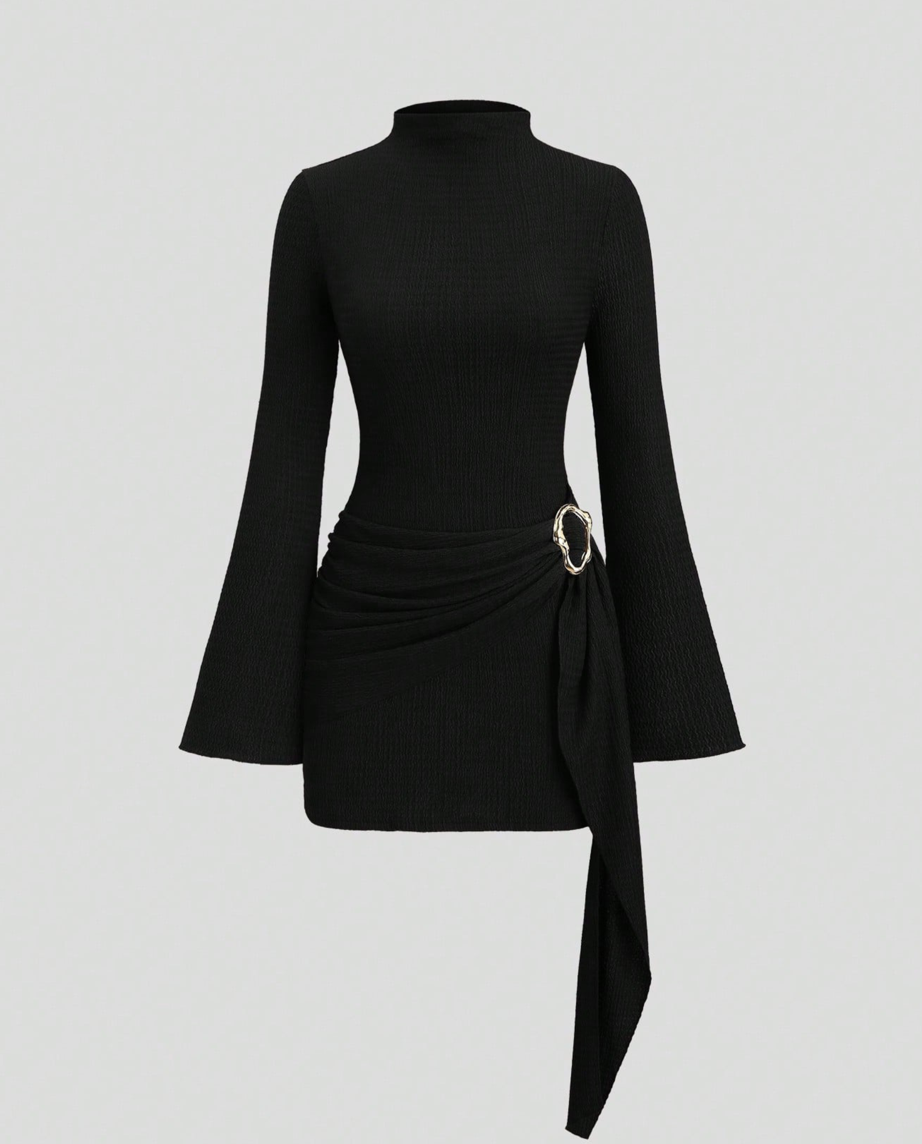 Mackenzie | Women's High Neck Long Sleeve Mini Dress