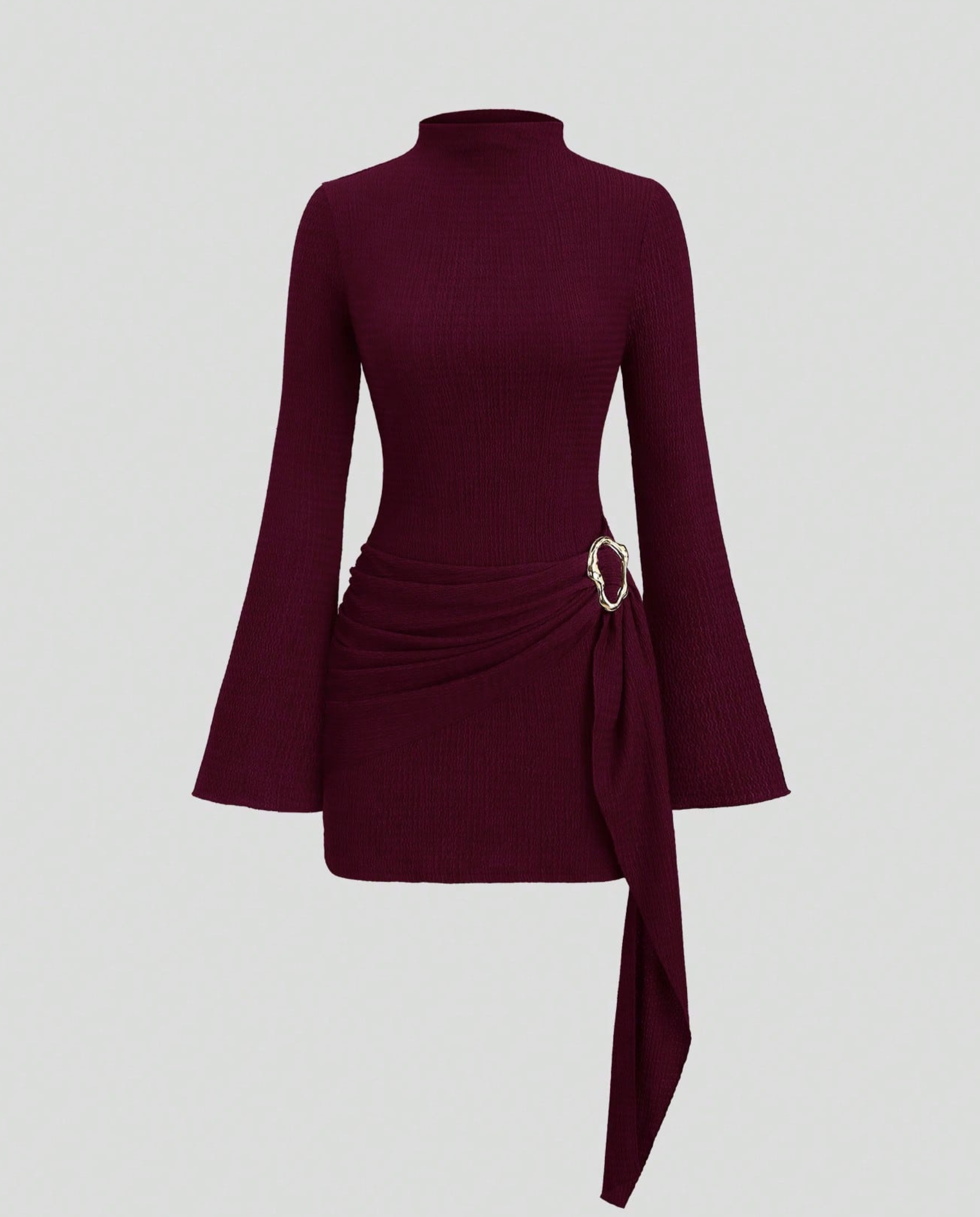 Mackenzie | Women's High Neck Long Sleeve Mini Dress