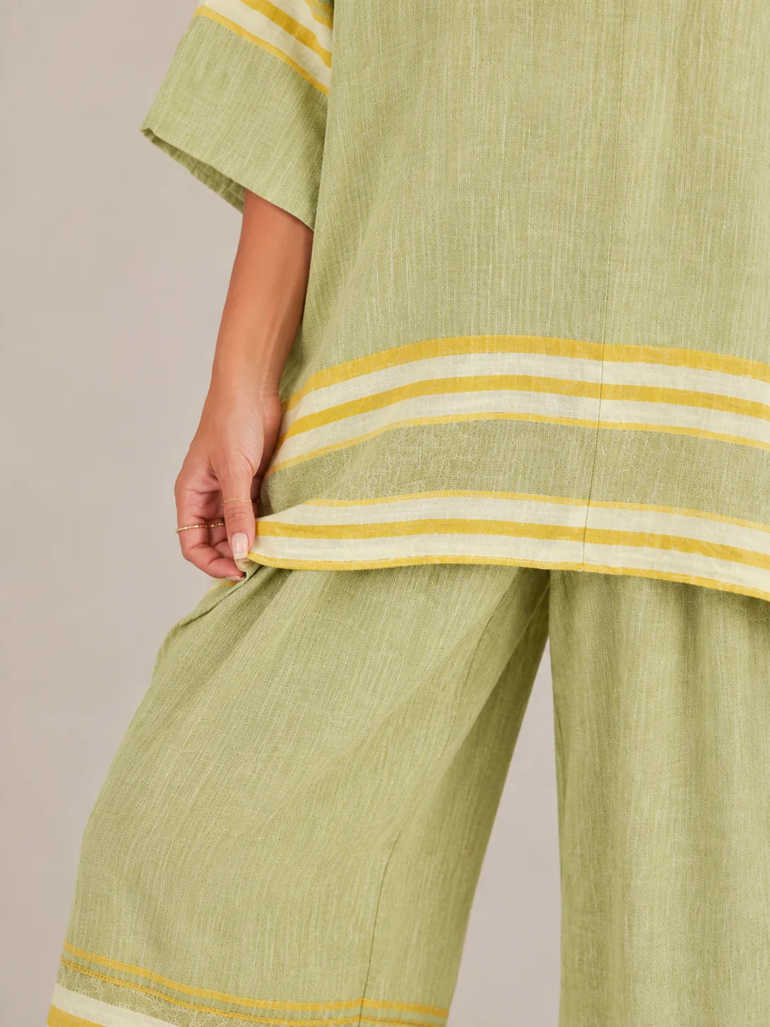 Macy | Women’s Striped Scoop Neck Wide Leg Two Piece Set