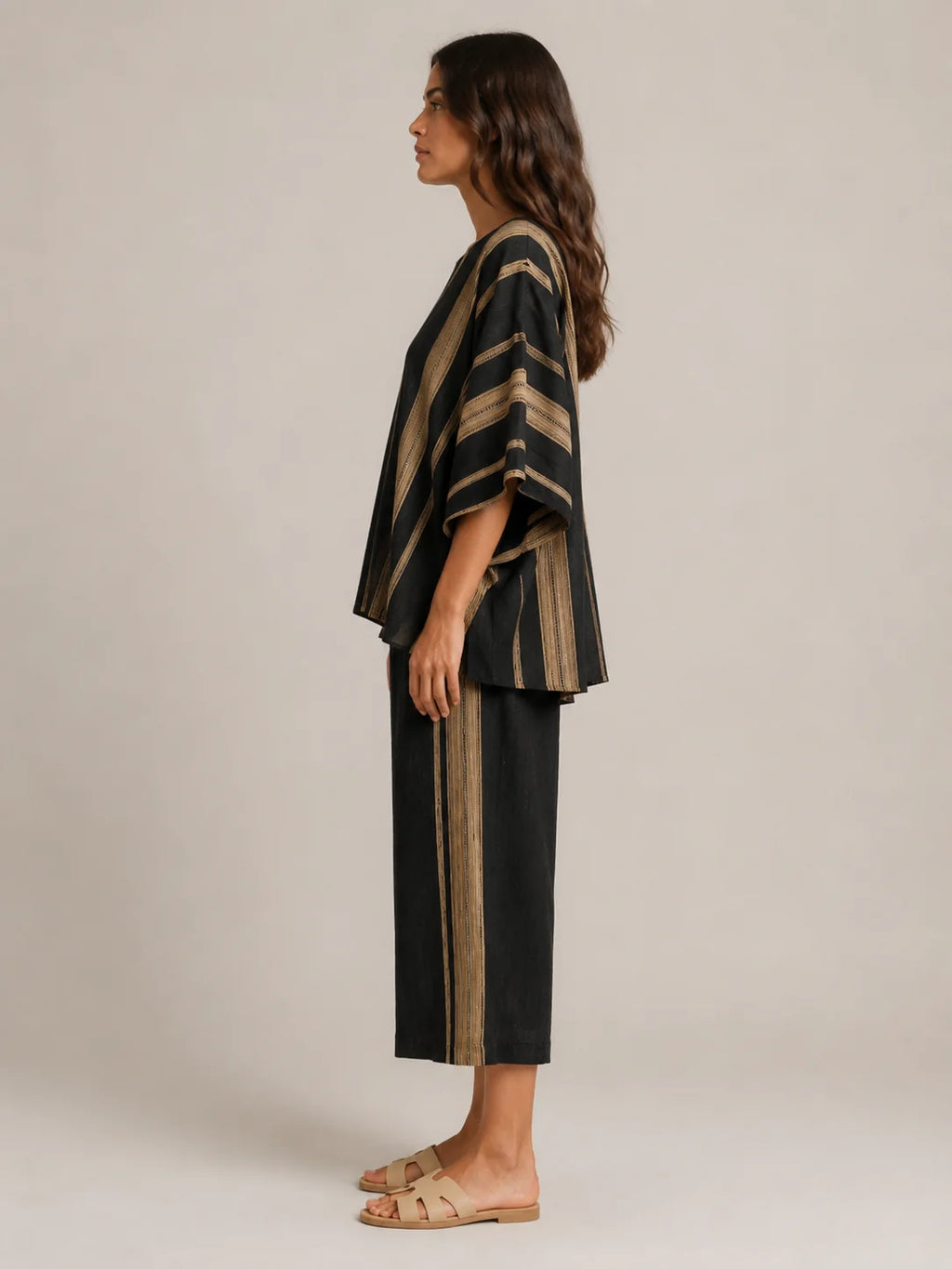 Macy | Women’s Striped Scoop Neck Wide Leg Two Piece Set