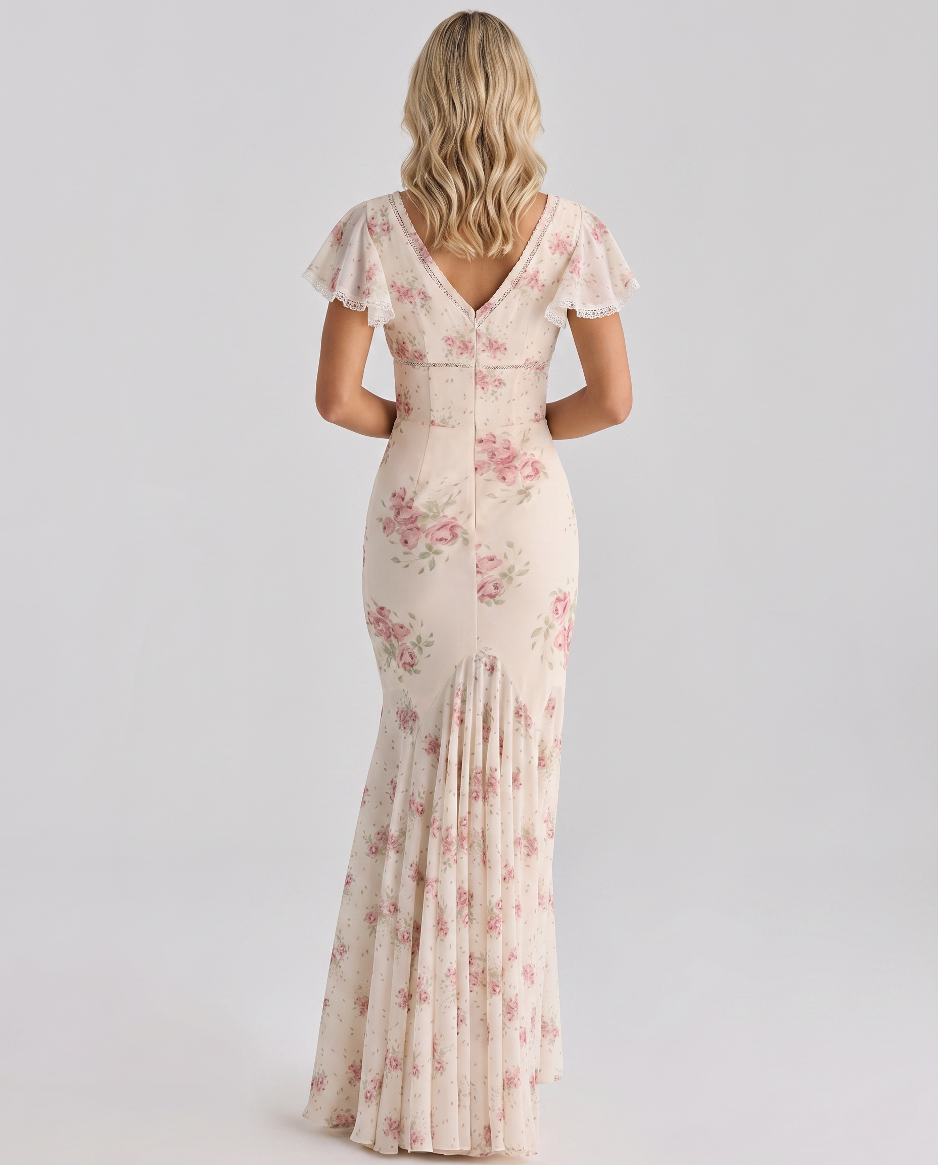 Madilyn | Women's Floral Print V Neck Asymmetrical Maxi Dress