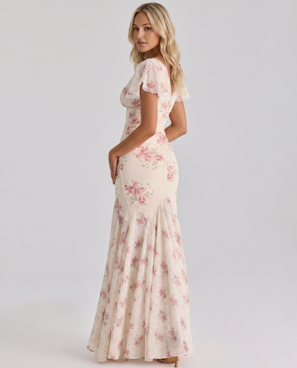 Madilyn | Women's Floral Print V Neck Asymmetrical Maxi Dress