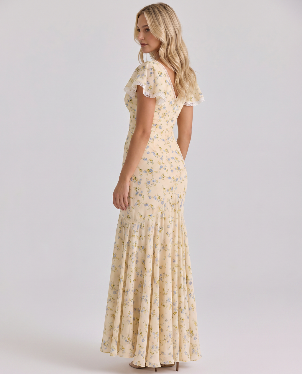 Madilyn | Women's Floral Print V Neck Asymmetrical Maxi Dress