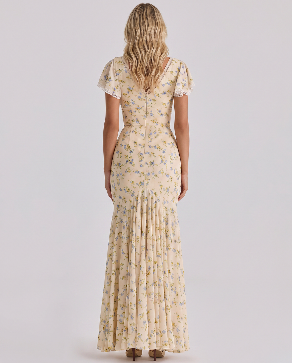 Madilyn | Women's Floral Print V Neck Asymmetrical Maxi Dress