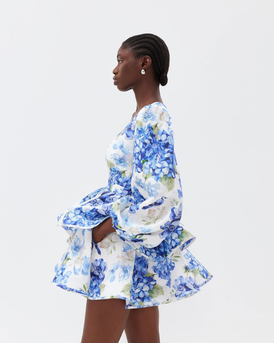 Maisie | Women's Long Sleeve Ruffled V Neck Mini Dress
