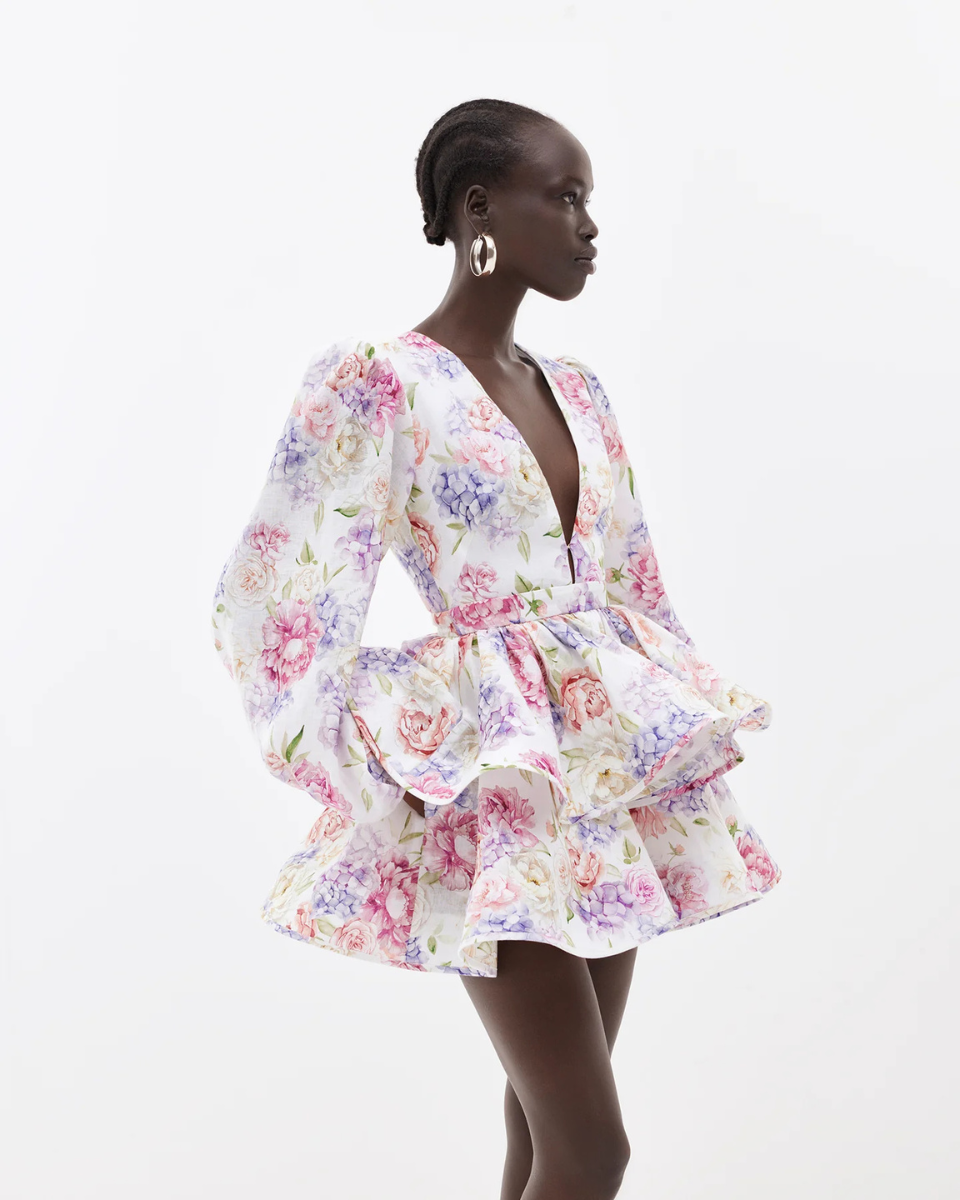 Maisie | Women's Long Sleeve Ruffled V Neck Mini Dress