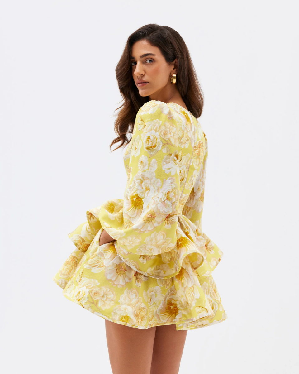 Maisie | Women's Long Sleeve Ruffled V Neck Mini Dress