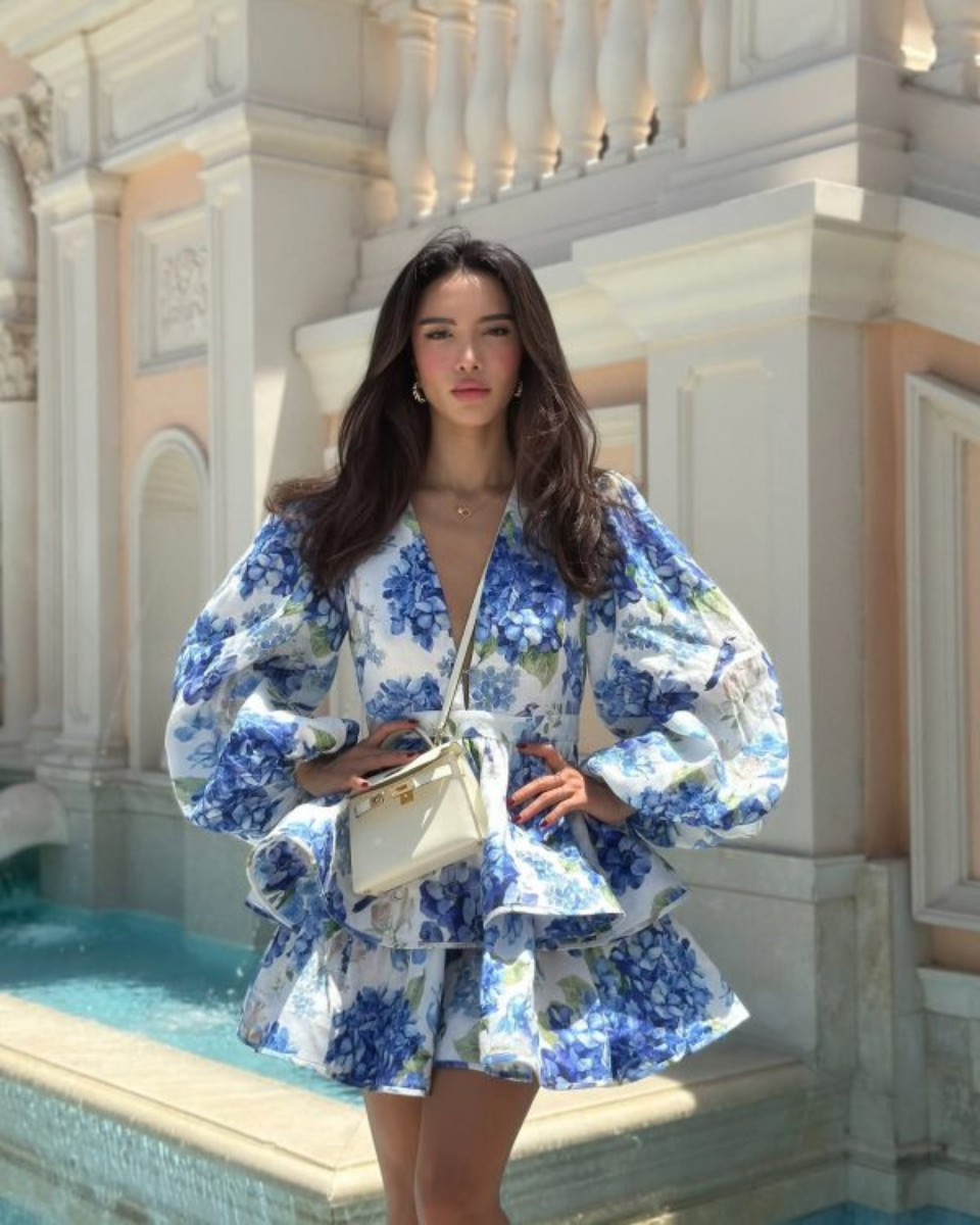 Maisie | Women's Long Sleeve Ruffled V Neck Mini Dress