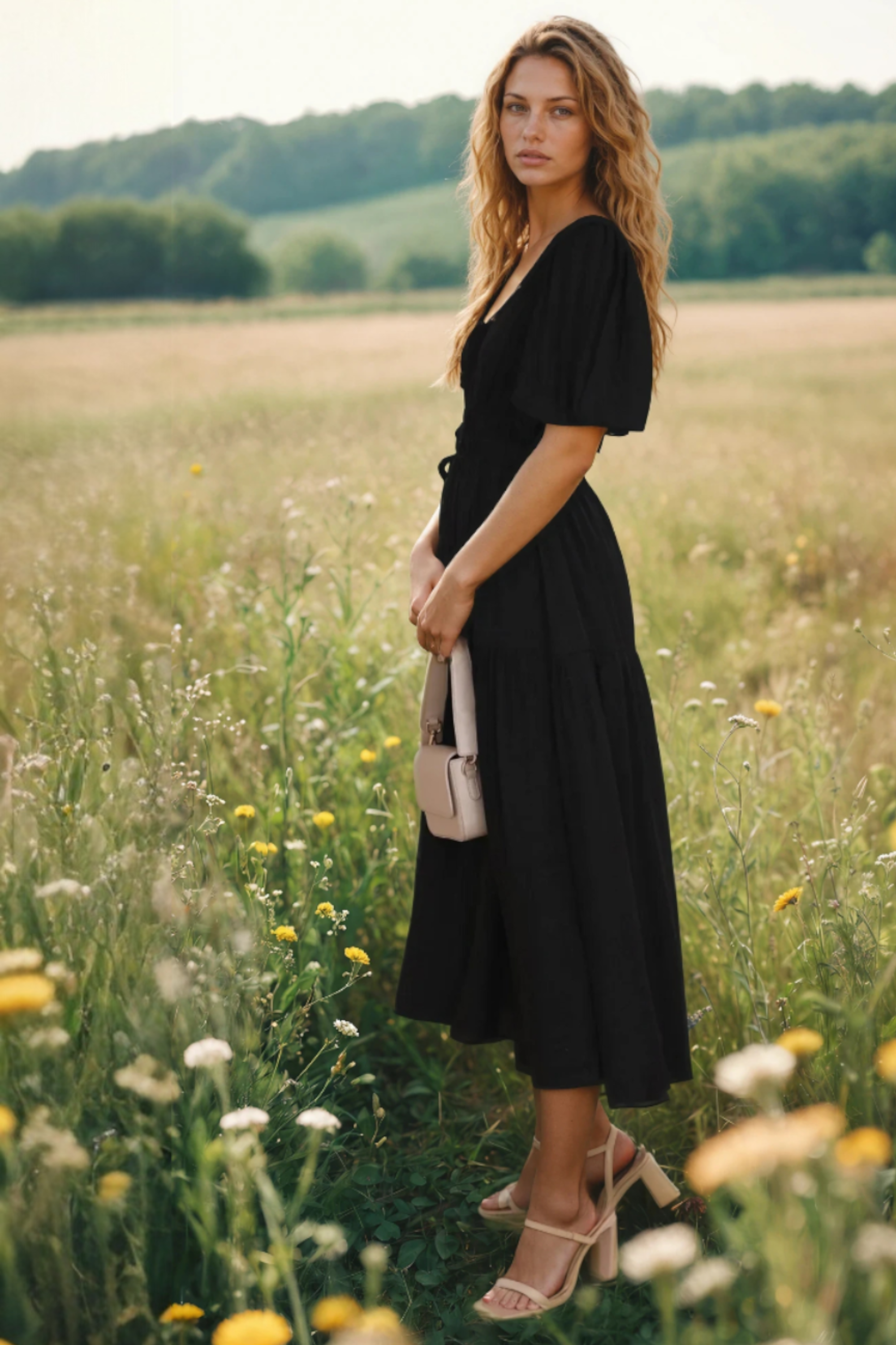 Malika | Women's Puff Sleeve A Line Wedding Guest Dress