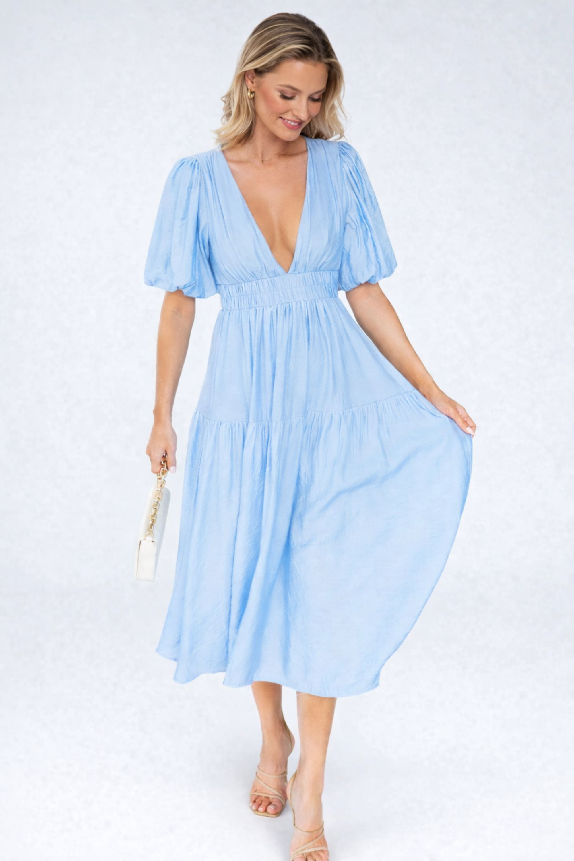 Malika | Women's Puff Sleeve A Line Wedding Guest Dress