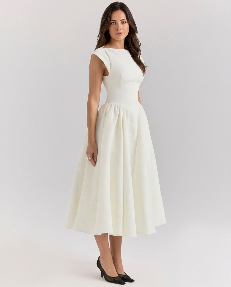 Mariela | Women's Boat Neck Sleeveless Wedding Guest Dress