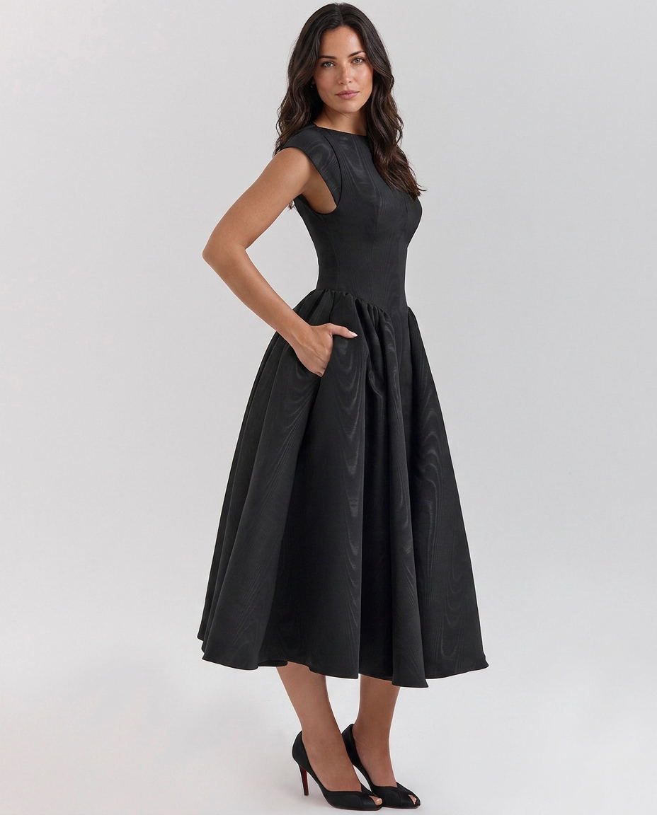 Mariela | Women's Boat Neck Sleeveless Wedding Guest Dress
