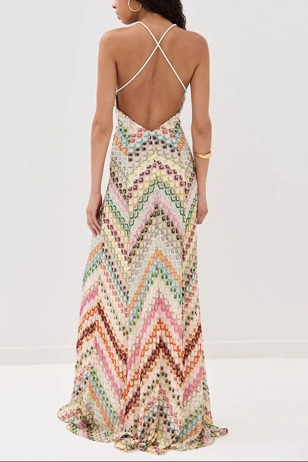 Marissa | Women's Zigzag V Neck Sleeveless Maxi Dress