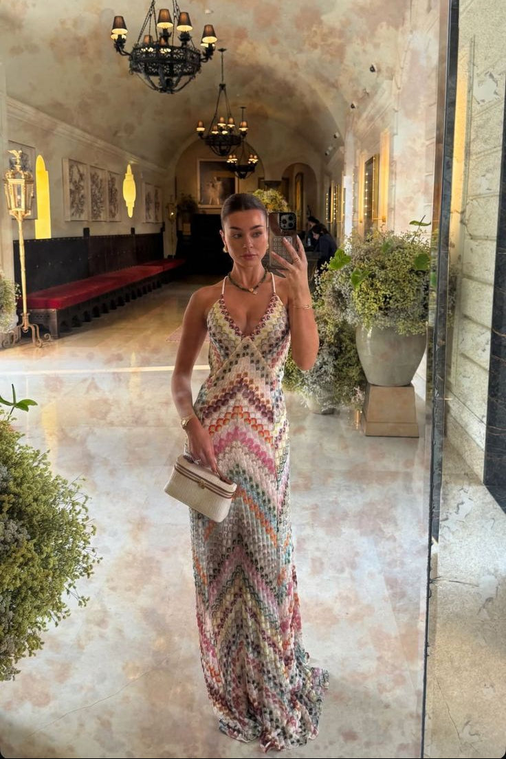 Marissa | Women's Zigzag V Neck Sleeveless Maxi Dress