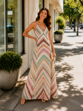 Marissa | Women's Zigzag V Neck Sleeveless Maxi Dress