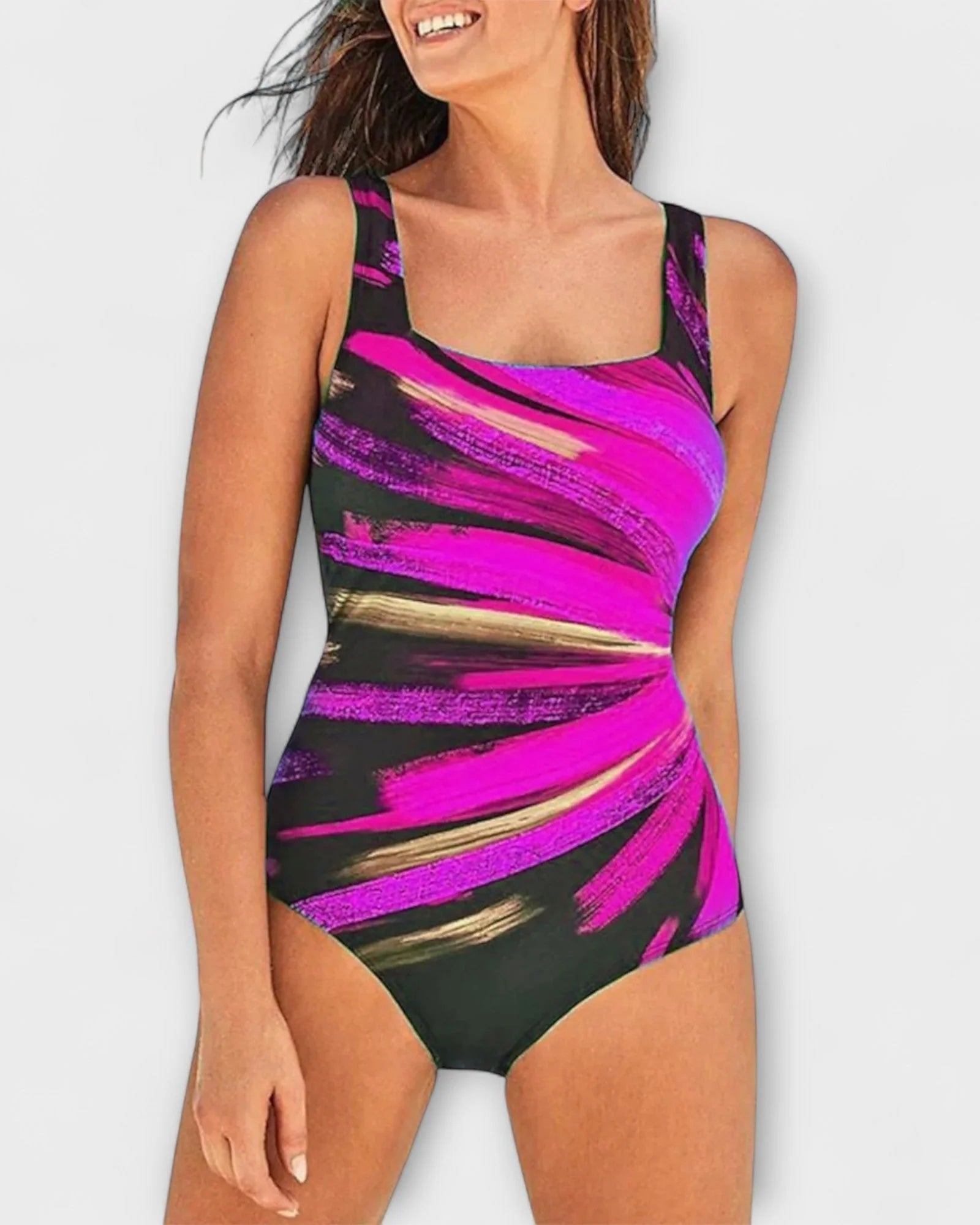 Marjorie | Women’s Sleeveless Square Neck Printed Beach Swimsuit